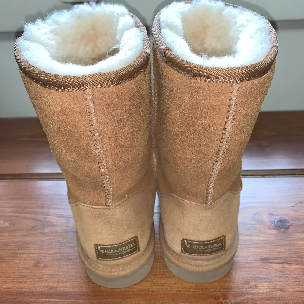 UGG | Koolaburra Chestnut Suede Shearling Mid-Calf Boots - Picture 3 of 8